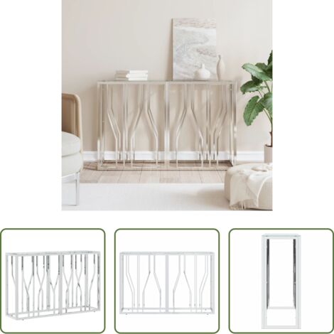 vidaXL Mesa de salón -  Mesa consola acero inoxidable y vidrio 110x30x70 cm