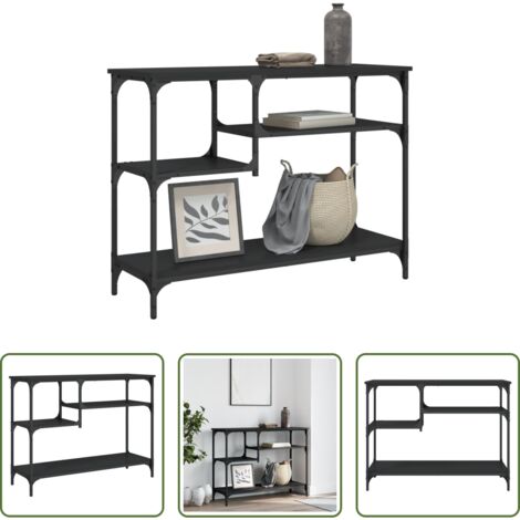 vidaXL Mesa de salón -  Mesa consola con estantes negro 100x35x75 cm