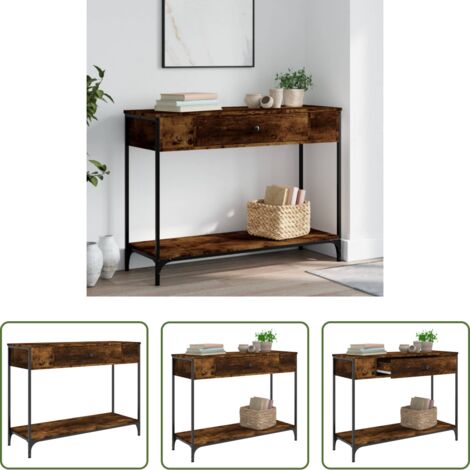 vidaXL Mesa de salón -  Mesa consola madera contrachapada roble ahumado 100x34,5x75 cm
