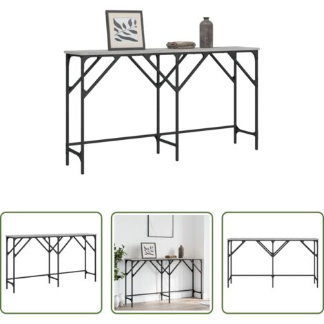 vidaXL Mesa de salón -  Mesa consola madera de ingeniería gris Sonoma 140x29x75 cm