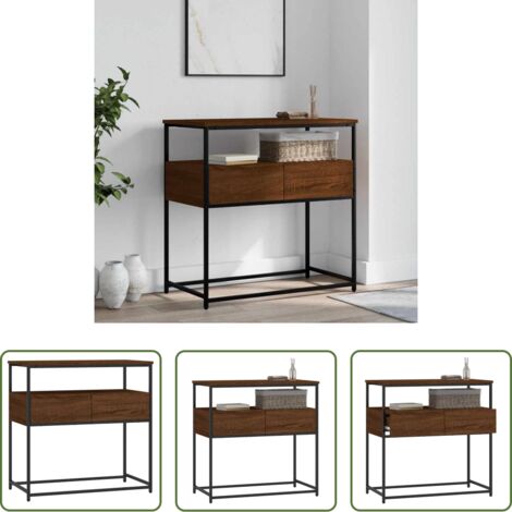 vidaXL Mesa de salón -  Mesa consola madera de ingeniería marrón roble 75x40x75 cm