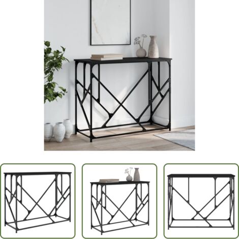 vidaXL Mesa de salón -  Mesa consola madera de ingeniería negra 100x40x80 cm