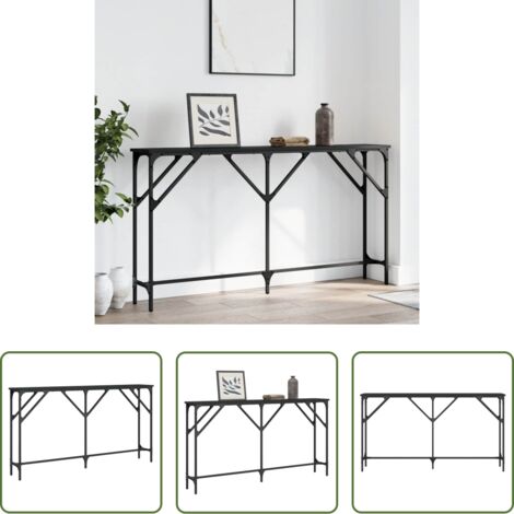 vidaXL Mesa de salón -  Mesa consola madera de ingeniería negro 140x23x75 cm