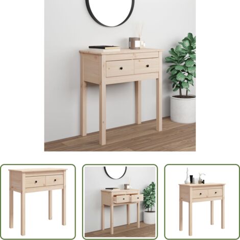 vidaXL Mesa de salón -  Mesa consola madera maciza de pino 70x35x75 cm