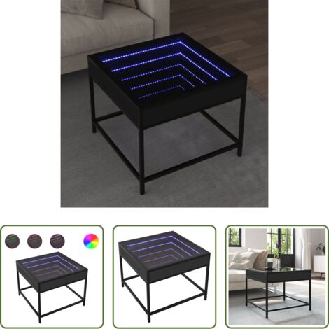 vidaXL Mesa de salón -  Mesa de centro con Infinity LED negro 50x50x41 cm