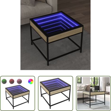 vidaXL Mesa de salón -  Mesa de centro con Infinity LED roble Sonoma 50x50x41 cm