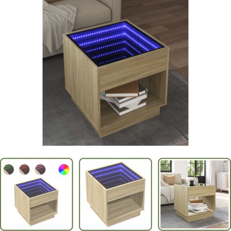 vidaXL Mesa de salón -  Mesa de centro con Infinity LED roble Sonoma 50x50x50 cm