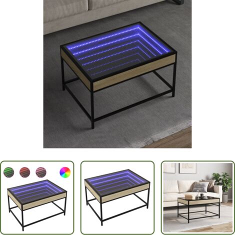 vidaXL Mesa de salón -  Mesa de centro con Infinity LED roble Sonoma 70x50x41 cm
