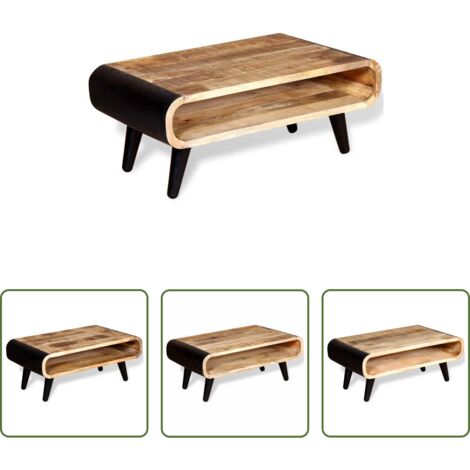 vidaXL Mesa de salón -  Mesa de centro de madera de mango rugosa 90x55x39 cm