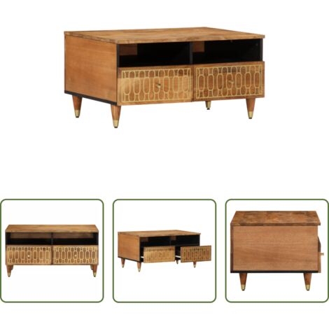 vidaXL Mesa de salón -  Mesa de centro de madera maciza mango 80x54x40 cm