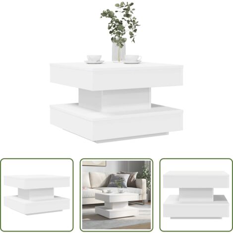 vidaXL Mesa de salón -  Mesa de centro giratoria 360 grados blanco 50x50x34,5 cm