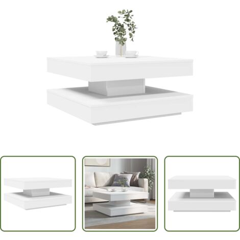 vidaXL Mesa de salón -  Mesa de centro giratoria 360 grados blanco 70x70x34,5 cm