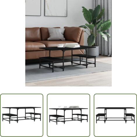 vidaXL Mesa de salón -  Mesa de centro madera contrachapada negro 100x50,5x40 cm