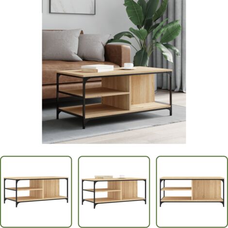vidaXL Mesa de salón -  Mesa de centro madera contrachapada roble Sonoma 100x50x45 cm
