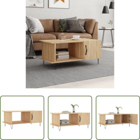 vidaXL Mesa de salón -  Mesa de centro madera contrachapada roble Sonoma 90x50x40 cm