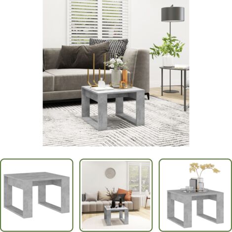 vidaXL Mesa de salón -  Mesa de centro madera de ingeniería gris hormigón 50x50x35 cm