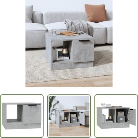 vidaXL Mesa de salón -  Mesa de centro madera de ingeniería gris hormigón 50x50x36 cm