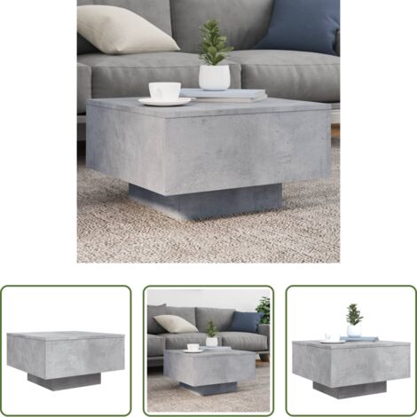 vidaXL Mesa de salón -  Mesa de centro madera de ingeniería gris hormigón 55x55x31 cm