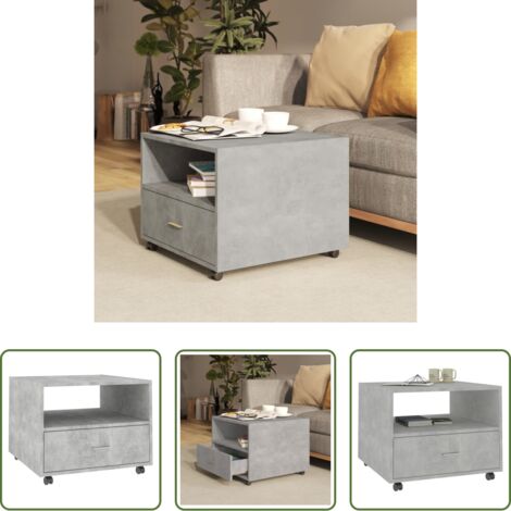 vidaXL Mesa de salón -  Mesa de centro madera de ingeniería gris hormigón 55x55x40 cm
