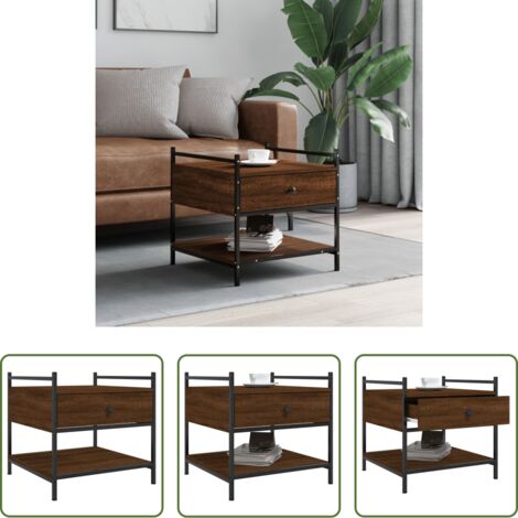 vidaXL Mesa de salón -  Mesa de centro madera de ingeniería marrón roble 50x50x50 cm