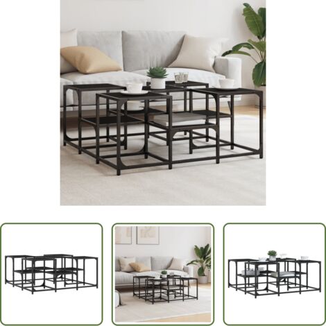 vidaXL Mesa de salón -  Mesa de centro madera de ingeniería negro 91x91x40 cm
