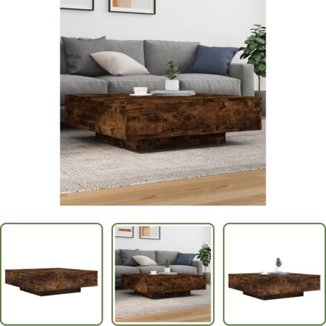 vidaXL Mesa de salón -  Mesa de centro madera de ingeniería roble ahumado 100x100x31 cm