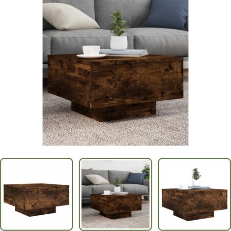 vidaXL Mesa de salón -  Mesa de centro madera de ingeniería roble ahumado 55x55x31 cm