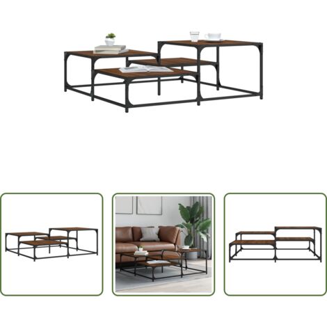 vidaXL Mesa de salón -  Mesa de centro madera de ingeniería roble marrón 107x107x40 cm