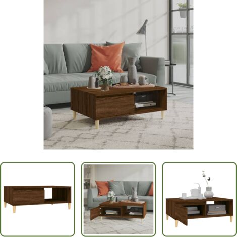 vidaXL Mesa de salón -  Mesa de centro madera de ingeniería roble marrón 90x60x35 cm