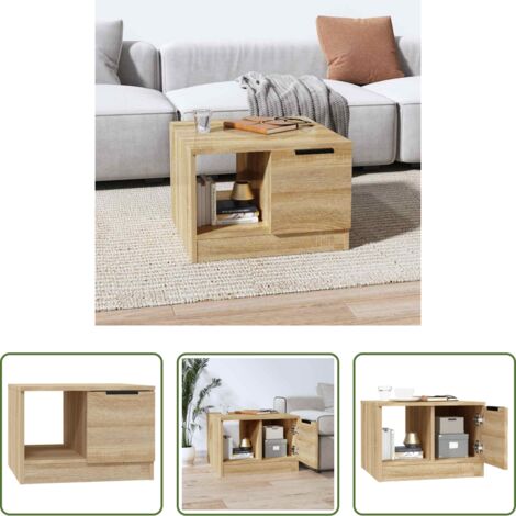 vidaXL Mesa de salón -  Mesa de centro madera de ingeniería roble Sonoma 50x50x36 cm