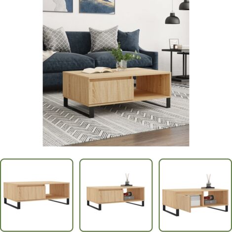 vidaXL Mesa de salón -  Mesa de centro madera de ingeniería roble Sonoma 90x60x35 cm