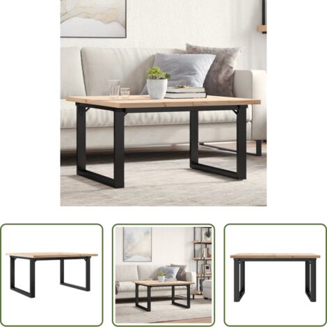 vidaXL Mesa de salón -  Mesa de centro marco O madera maciza pino y acero 90x90x45,5 cm