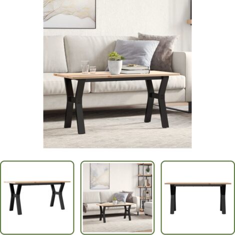 vidaXL Mesa de salón -  Mesa de centro marco Y madera maciza pino y acero 100x50x45 cm