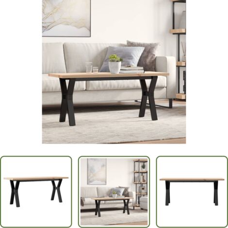 vidaXL Mesa de salón -  Mesa de centro marco Y madera maciza pino y acero 110x40x45,5cm