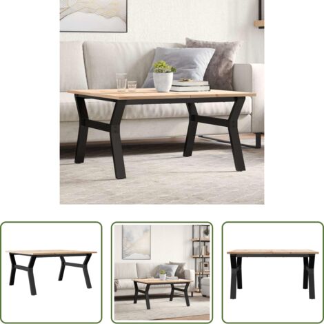vidaXL Mesa de salón -  Mesa de centro marco Y madera maciza pino y acero 80x80x45 cm