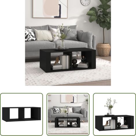 vidaXL Mesa de sofá -  Mesa de centro madera contrachapada negro 100x50x36 cm