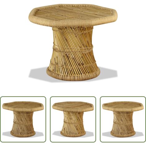 vidaXL Mesa de sofá -  Mesa de centro octogonal de bambú 60x60x45 cm