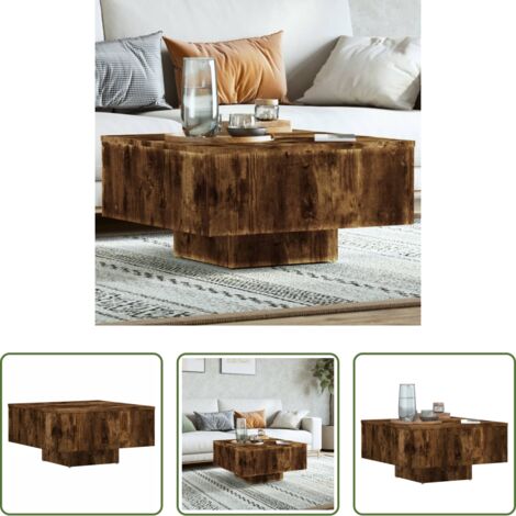 vidaXL Mesa de té -  Mesa de centro madera de ingeniería roble ahumado 60x60x31,5 cm