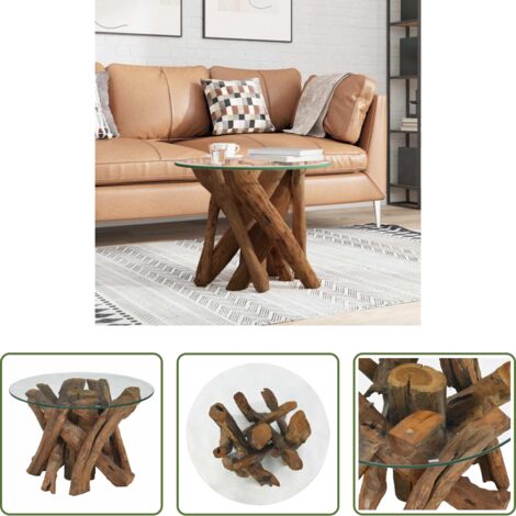 vidaXL Mesa de teca -  Mesa de centro de madera maciza de teca 60 cm