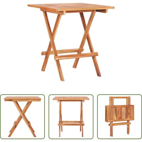 vidaXL Mesa de terraza -  Mesa plegable de bistró de madera maciza de teca 60x60x65 cm