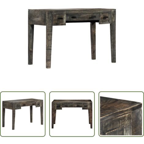 vidaXL Mesa de trabajo -  Escritorio de madera maciza de mango negro 110x50x75 cm