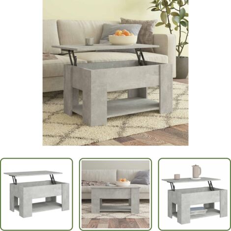 vidaXL Mesa de trabajo -  Mesa de centro madera de ingeniería gris hormigón 79x49x41 cm