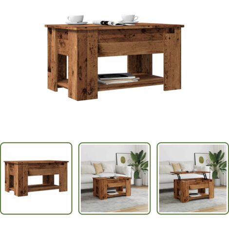 vidaXL Mesa de trabajo -  Mesa de centro madera de ingeniería madera antigua 79x49x41 cm