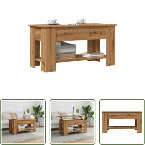 vidaXL Mesa de trabajo -  Mesa de centro madera de ingeniería roble artesanal 101x49x52cm