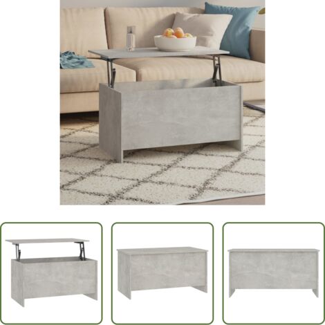 vidaXL Mesa de trabajo -  Mesa de centro madera ingeniería gris hormigón 102x55,5x52,5 cm