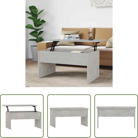 vidaXL Mesa de trabajo -  Mesa de centro madera ingeniería gris hormigón 80x50,5x41,5 cm