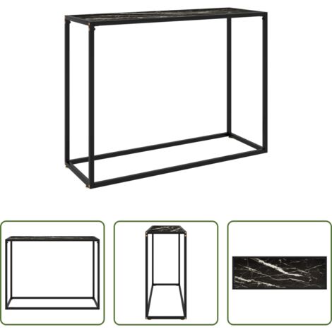 vidaXL Mesa de vidrio templado -  Mesa consola vidrio templado negro 100x35x75 cm