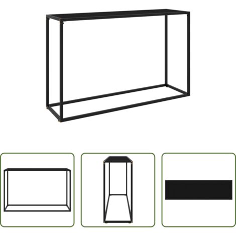 vidaXL Mesa de vidrio templado -  Mesa consola vidrio templado negro 120x35x75 cm