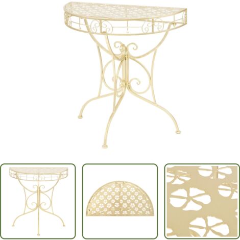vidaXL Mesa decorativa - Mesa auxiliar vintage metal semicircular 72x36x74 cm dorado