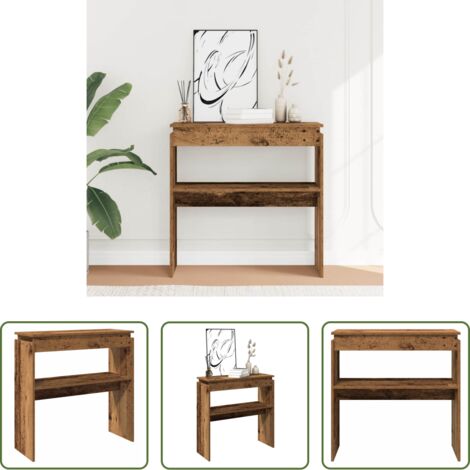 vidaXL Mesa decorativa -  Mesa consola madera de ingeniería envejecida 80x30x80 cm